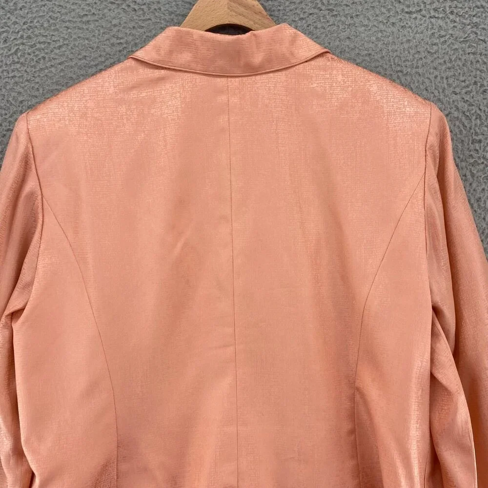 Adrianna Papell Jacket Womens 16W Plus Pink Silk Embroidered Button Up Formal
